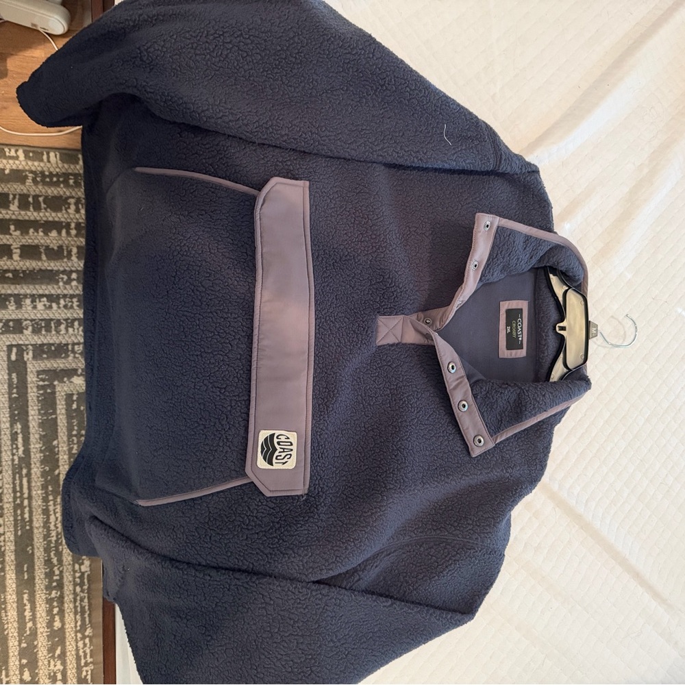 Men's Navy Fleece Pullover Jacket